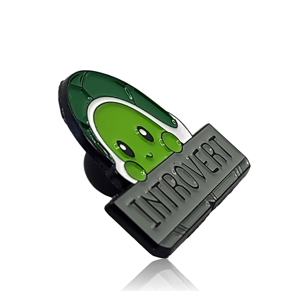 Enamel Frog Turtle Introvert Pin - Picture 2 of 3